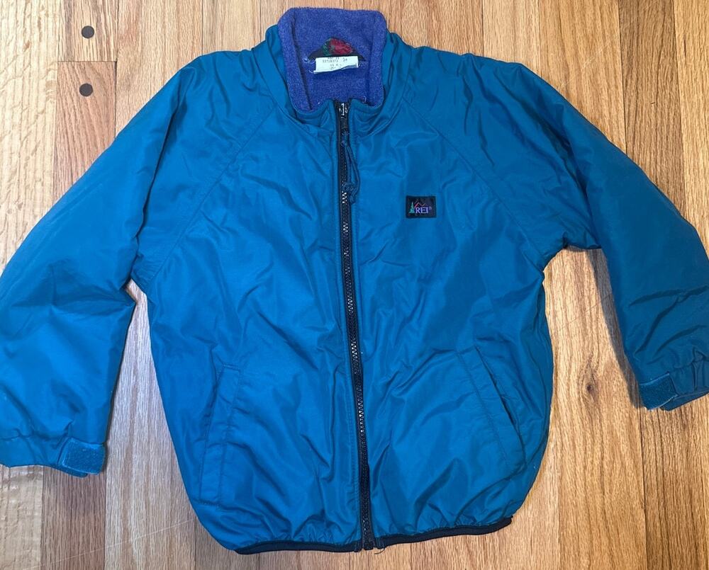 Vintage 90s REI Kids XS 4/5 Teal Insulated Jacket Purple Fleece Outdoor